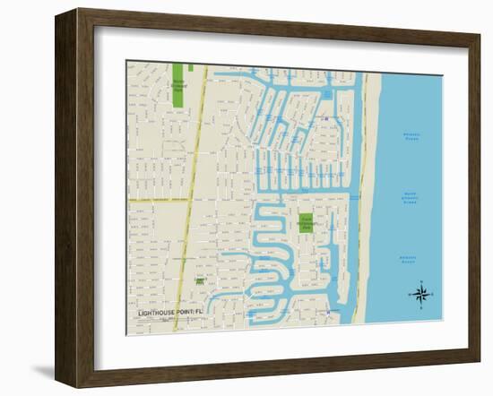 Political Map of Lighthouse Point, FL-null-Framed Art Print