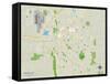 Political Map of Lincoln, NE-null-Framed Stretched Canvas