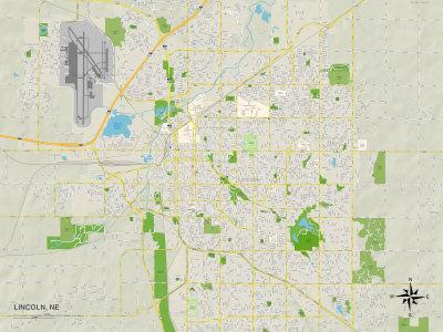 'Political Map of Lincoln, NE' Prints | AllPosters.com