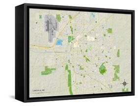 Political Map of Lincoln, NE-null-Framed Stretched Canvas