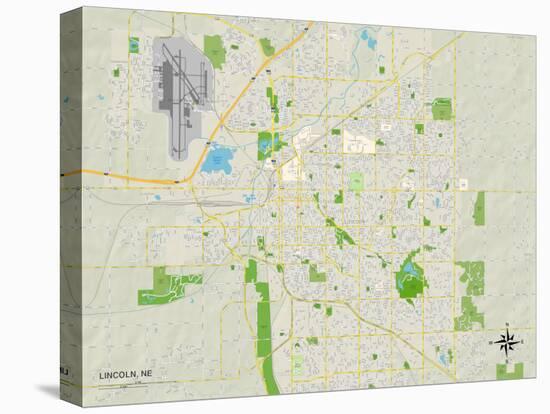 Political Map of Lincoln, NE-null-Stretched Canvas