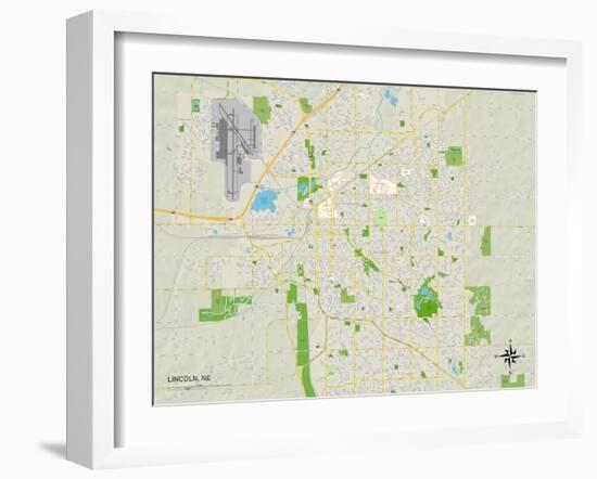 Political Map of Lincoln, NE-null-Framed Art Print