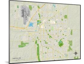 Political Map of Lincoln, NE-null-Mounted Art Print