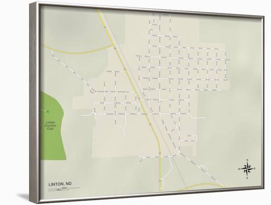 Political Map of Linton, ND-null-Framed Art Print