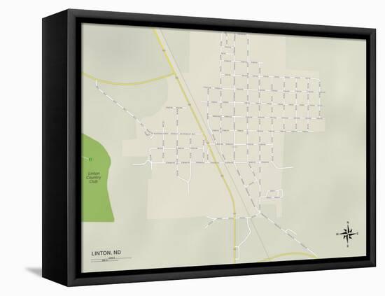 Political Map of Linton, ND-null-Framed Stretched Canvas