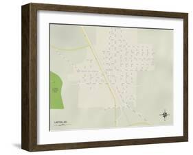 Political Map of Linton, ND-null-Framed Art Print