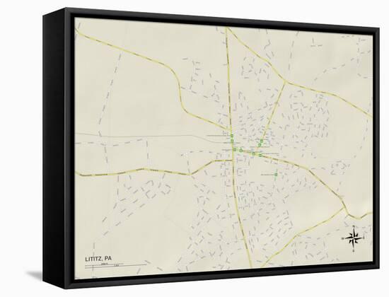 Political Map of Lititz, PA-null-Framed Stretched Canvas