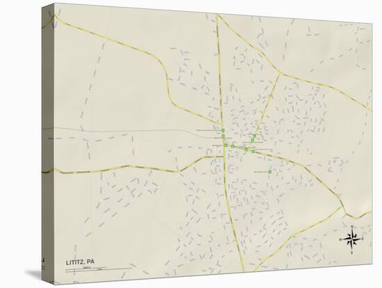 Political Map of Lititz, PA-null-Stretched Canvas