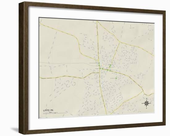 Political Map of Lititz, PA-null-Framed Art Print