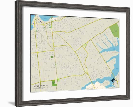 Political Map of Little Silver, NJ-null-Framed Art Print