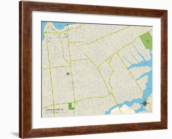 Political Map of Little Silver, NJ-null-Framed Art Print