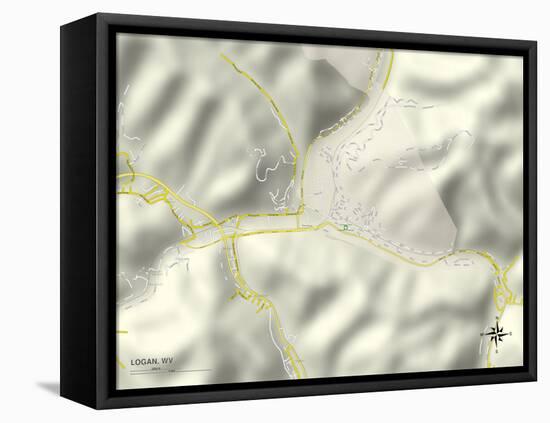 Political Map of Logan, WV-null-Framed Stretched Canvas