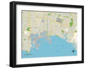 Political Map of Long Beach, CA-null-Framed Art Print