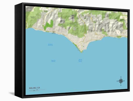 Political Map of Malibu, CA-null-Framed Stretched Canvas