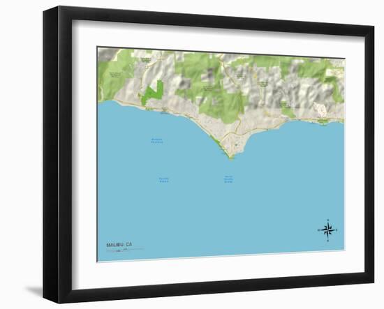 Political Map of Malibu, CA-null-Framed Art Print