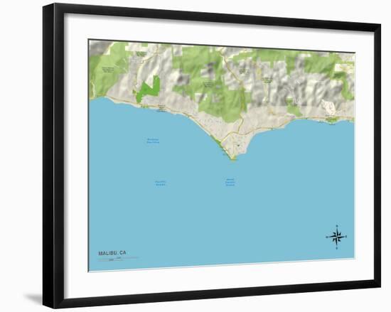 Political Map of Malibu, CA-null-Framed Art Print