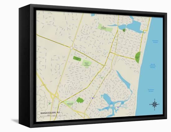 Political Map of Manasquan, NJ-null-Framed Stretched Canvas