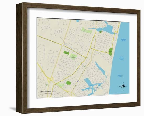 Political Map of Manasquan, NJ-null-Framed Art Print