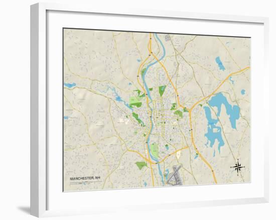 Political Map of Manchester, NH-null-Framed Art Print