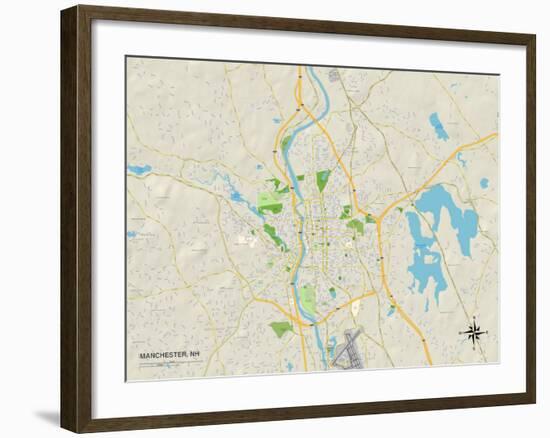 Political Map of Manchester, NH-null-Framed Art Print