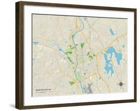 Political Map of Manchester, NH-null-Framed Art Print