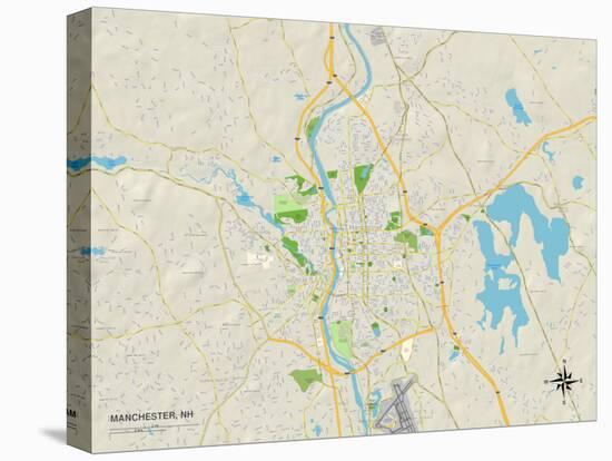 Political Map of Manchester, NH-null-Stretched Canvas