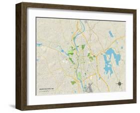 Political Map of Manchester, NH-null-Framed Art Print