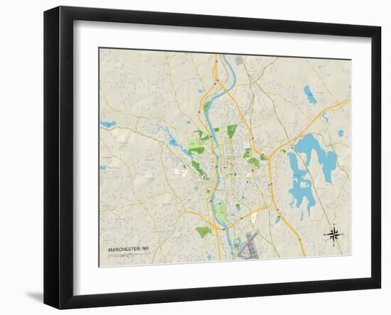 Political Map of Manchester, NH-null-Framed Art Print