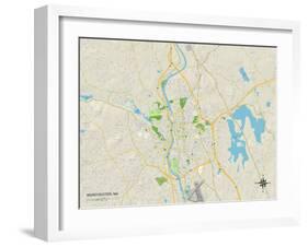 Political Map of Manchester, NH-null-Framed Art Print