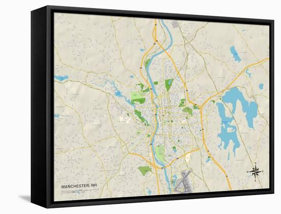 Political Map of Manchester, NH-null-Framed Stretched Canvas