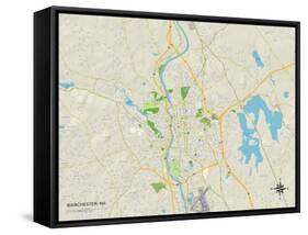 Political Map of Manchester, NH-null-Framed Stretched Canvas