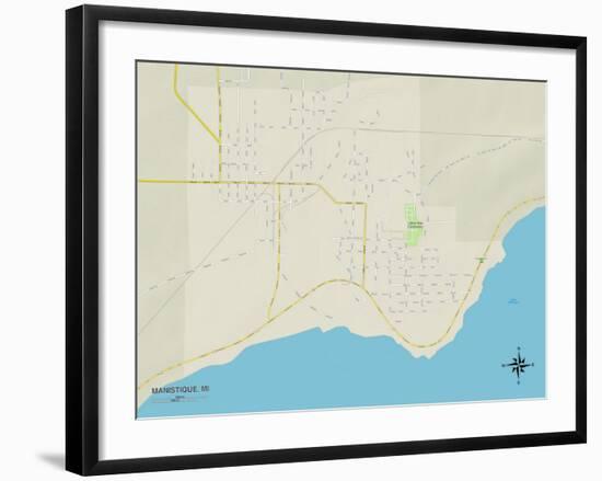 Political Map of Manistique, MI-null-Framed Art Print