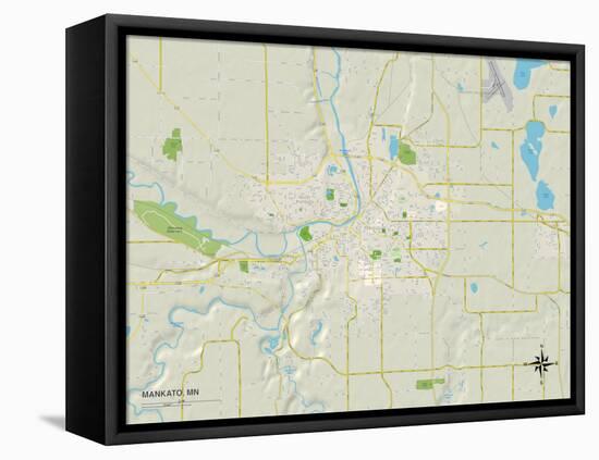 Political Map of Mankato, MN-null-Framed Stretched Canvas