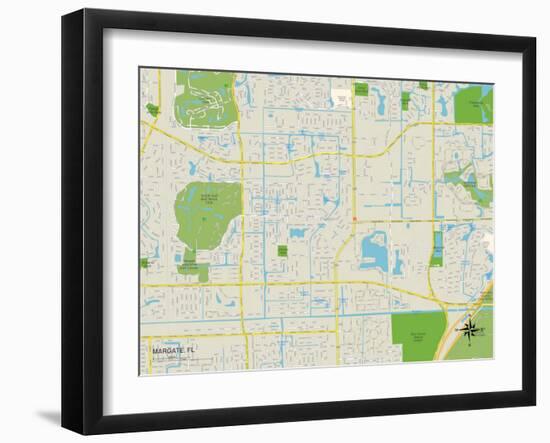 Political Map of Margate, FL-null-Framed Art Print