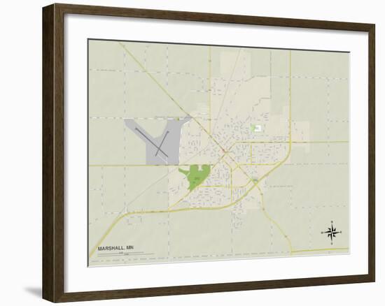 Political Map of Marshall, MN-null-Framed Art Print