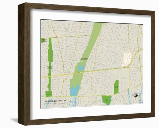 Political Map of Massapequa Park, NY-null-Framed Art Print