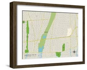 Political Map of Massapequa Park, NY-null-Framed Art Print