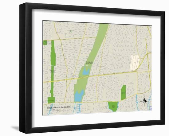 Political Map of Massapequa Park, NY-null-Framed Art Print