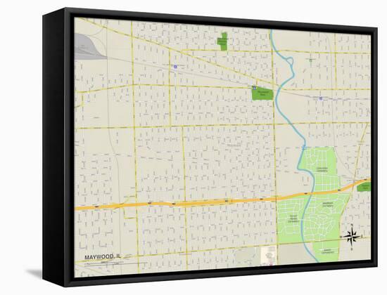 Political Map of Maywood, IL-null-Framed Stretched Canvas