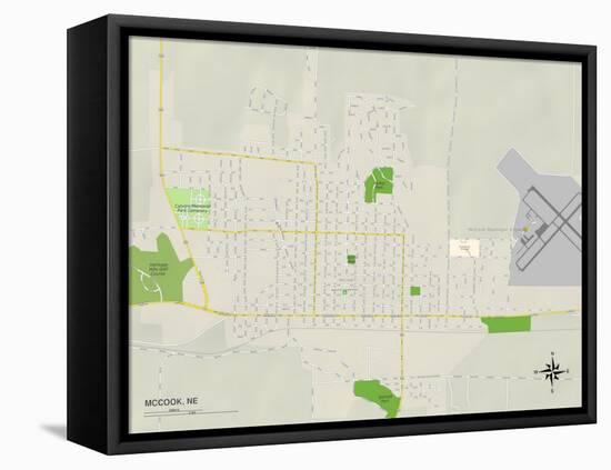 Political Map of McCook, NE-null-Framed Stretched Canvas