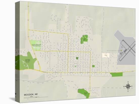 Political Map of McCook, NE-null-Stretched Canvas