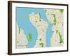 Political Map of Mercer Island, WA-null-Framed Art Print