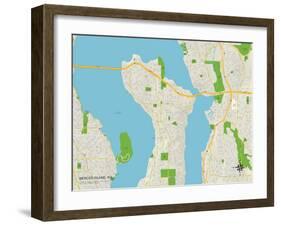 Political Map of Mercer Island, WA-null-Framed Art Print