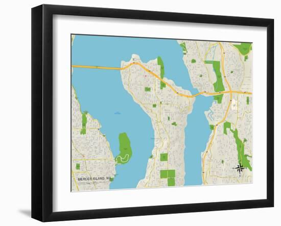 Political Map of Mercer Island, WA-null-Framed Art Print