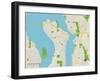 Political Map of Mercer Island, WA-null-Framed Art Print