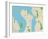 Political Map of Mercer Island, WA-null-Framed Art Print