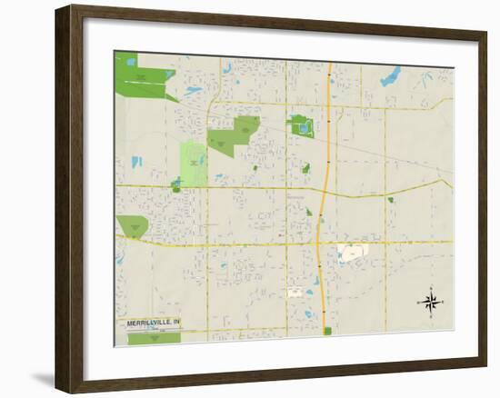 Political Map of Merrillville, IN-null-Framed Art Print