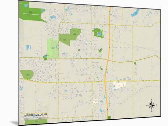 Political Map of Merrillville, IN-null-Mounted Art Print