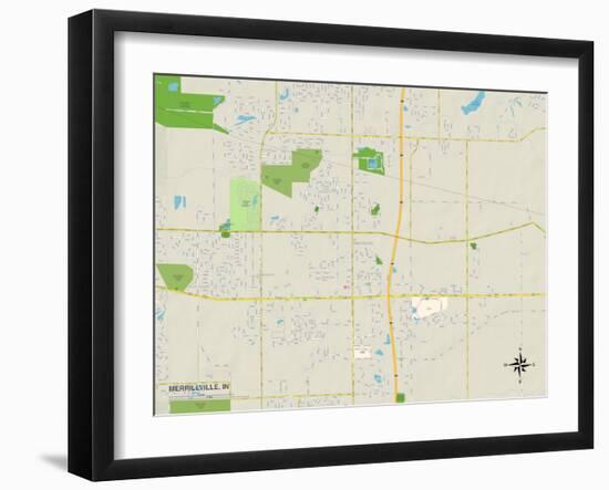 Political Map of Merrillville, IN-null-Framed Art Print