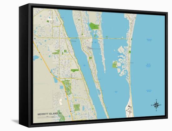 Political Map of Merritt Island, FL-null-Framed Stretched Canvas